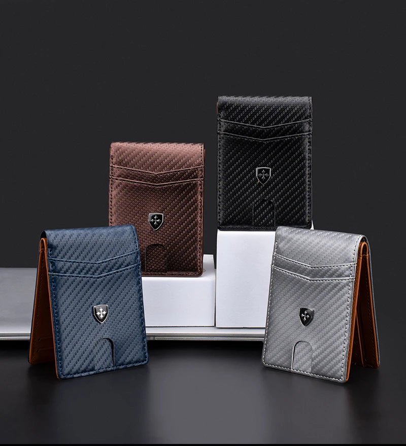 Slim Wallet for Men Leather Money Clip Men's Wallets RFID Blocking Front Pocket Bifold - silverfoxgoods